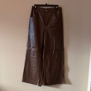 Brown Faux Leather Pants